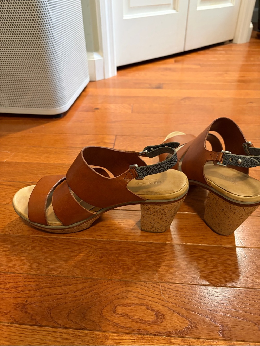 rag & bone Brown Leather Triple-Strap Slingback Sandals